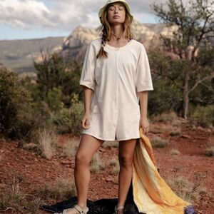 Free People FP Movement Hot Shot Tee Romper Bleached Clay Size S